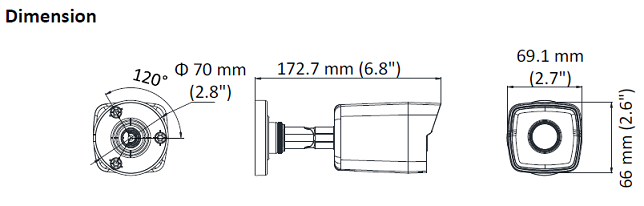 HiWatch Bullet IP Camera Dimensions